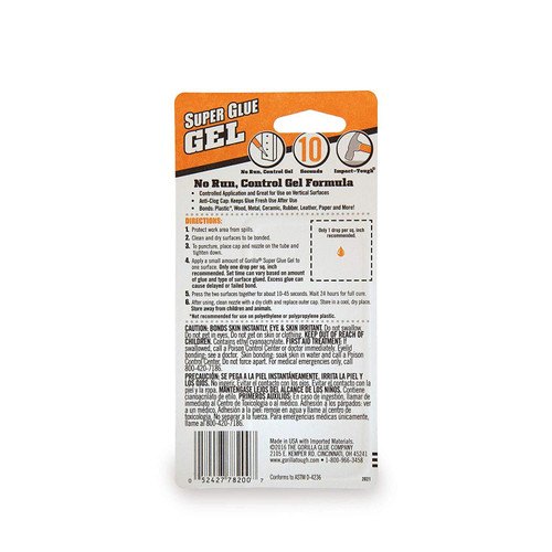 Gorilla Glue 78200-02  Gorilla Super Glue Gel - Two 3 Gram Tubes  Image 1