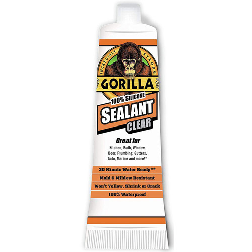 Gorilla Glue 80900-02  Gorilla Waterproof Caulk & Seal100 percent Silicone Sealant, 2.8oz Squeeze Tube, Clear (Pack of 1) Image 1
