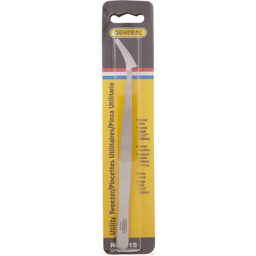 General Tools 415  6-1/2" Utility Tweezers with Curved Tip (42294) Image 2