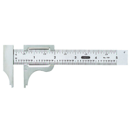 General Tools 729  Slide Caliper, 16th and 32nd Graduation, 0 to 4-Inch Range, Inside and Outside Measurement (42581) Image 0