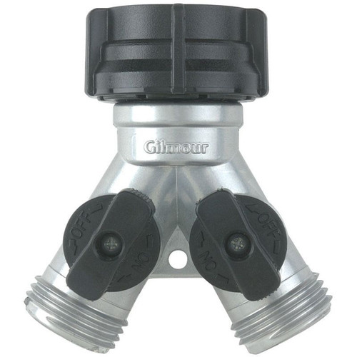 Gilmour 800154-1001  Double Water Hose Metal "Y" Connector with Shut-Off (15) Image 0
