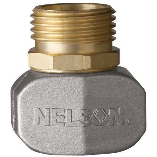 Nelson 855204-1001  5/8" - 3/4" Hose Repair Male Connector / Coupler End - Brass with Metal Clamp (50520) Image 0