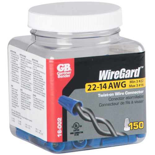 GB Gardner Bender 16-002  WireGard High Performance Twist-on Wire Connectors - Blue 22-14 AWG - 150 per Jar (GB-2) Image 1