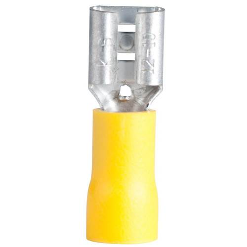 GB Gardner Bender 20-145F  Vinyl Insulated Female 1/4" (0.250") Tab Disconnects - Yellow 12-10 AWG - 16 per Package Image 0