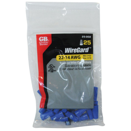 GB Gardner Bender 25-002  WireGard High Performance Twist-on Wire Connectors - Blue 22-14 AWG - 25 per Bag (GB-2) Image 1