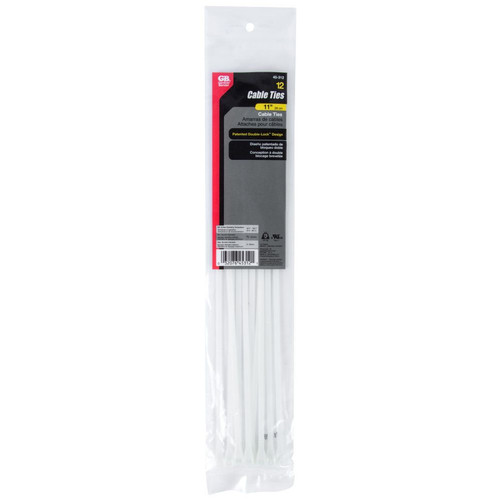 GB Gardner Bender 45-312  11" Double Lock Cable Ties 75-lb Natural White - 12 per Bag Image 2