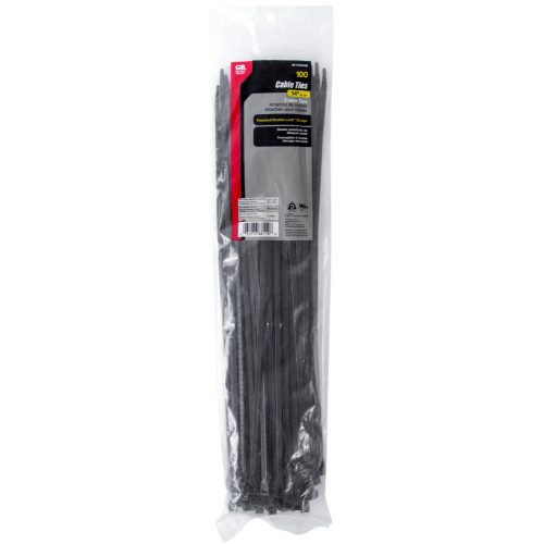 GB Gardner Bender 46-315UVB  14" Double Lock Cable Ties 75-lb Black - 100 per Bag Image 2 GB Gardner Bender 46-315UVB  14" Double Lock Cable Ties 75-lb Black - 100 per Bag Image 2