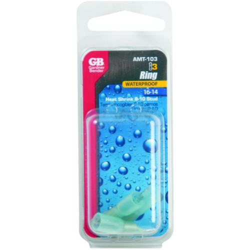 GB Gardner Bender AMT-103  GB Xtreme Blue #16-#14 AWG for #8-#10 Stud Ring Terminals with Heat Shrink - 3 per Package Image 1