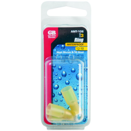 GB Gardner Bender AMT-106  GB Xtreme Yellow #12-#10 AWG for #8-#10 Stud Ring Terminals with Heat Shrink - 3 per Package Image 1