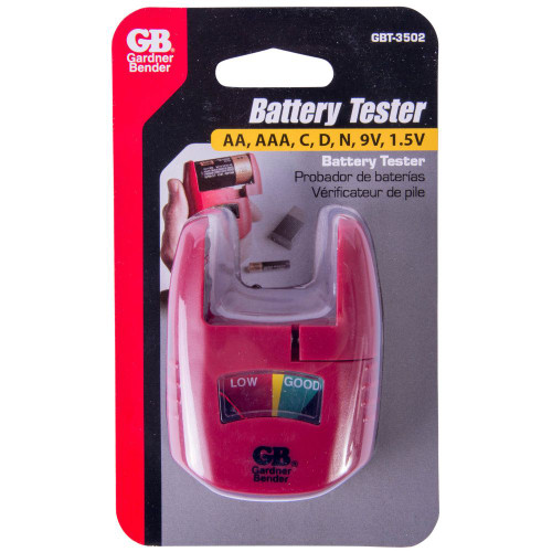 GB Gardner Bender GBT-3502  Analog Battery Tester for  AA, AAA, C, D, 9V, 1.5V button cells Image 1 GB Gardner Bender GBT-3502  Analog Battery Tester for  AA, AAA, C, D, 9V, 1.5V button cells Image 1
