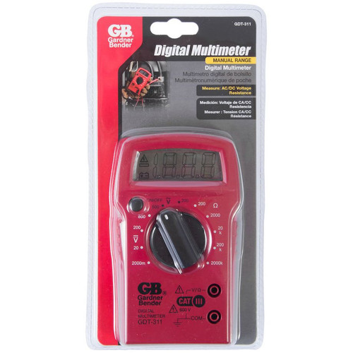 GB Gardner Bender GDT-311  3-Function Digital Multimeter with 11-Ranges - Tests AC/DC Voltage and Resistance Image 1