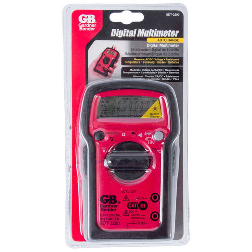 GB Gardner Bender GDT-3200  7-Function Auto Ranging Digital Multimeter with 7-Ranges - Tests AC/DC Volt, Resist, Diode, Continuity, Temp and Battery Image 1