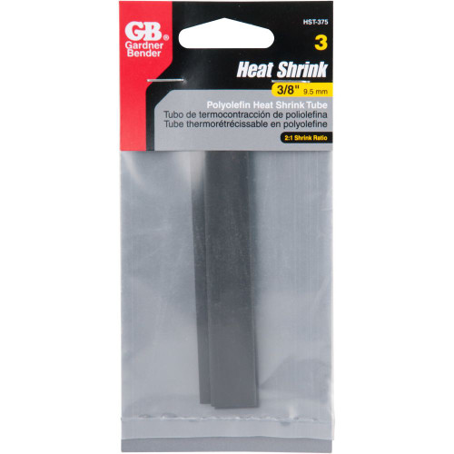 GB Gardner Bender HST-375  3/8" Heat Shrink Tubing 4" Length - 3 per Package Image 1 GB Gardner Bender HST-375  3/8" Heat Shrink Tubing 4" Length - 3 per Package Image 1