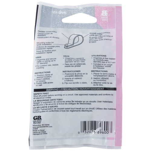 GB Gardner Bender PPC-1550UVB  1/2" Plastic Cable Clamps - Black - 12 per Package  Image 2