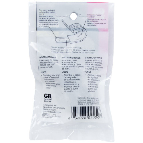 GB Gardner Bender PPR-1550  1/2" Rubber Insulated Cable Clamps - 2 per Package Image 2