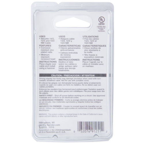 GB Gardner Bender PS-1550T  1/2" White Plastic NM Cable Staple - 15 per Package Image 2