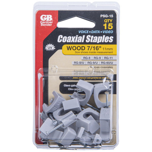 GB Gardner Bender PSG-15  7/16" Gray Plastic Coaxial Cable Staple - 15 per Package Image 3