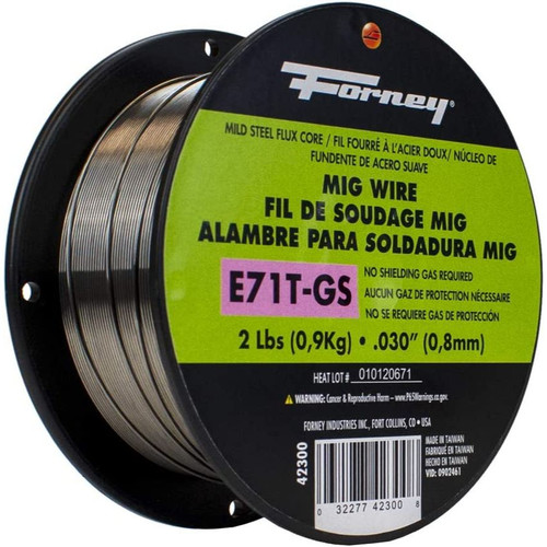 Forney 42300  E71T-GS Self, MIG Steel Flux Core Welding Wire Mild Steel .030" x 2 Pound Spool Image 0