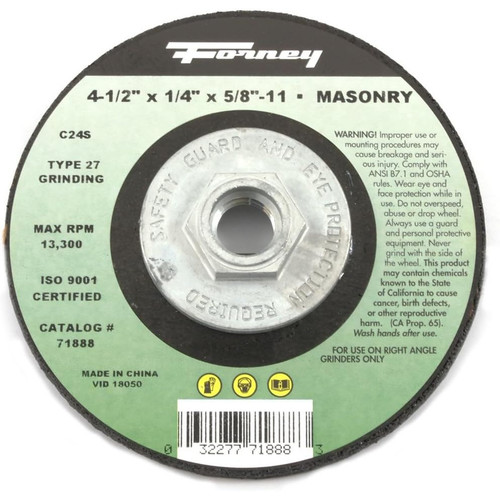 Forney 71888  Grinding Wheel-Masonry Type 27 4-1/2X1/4X5 Image 0