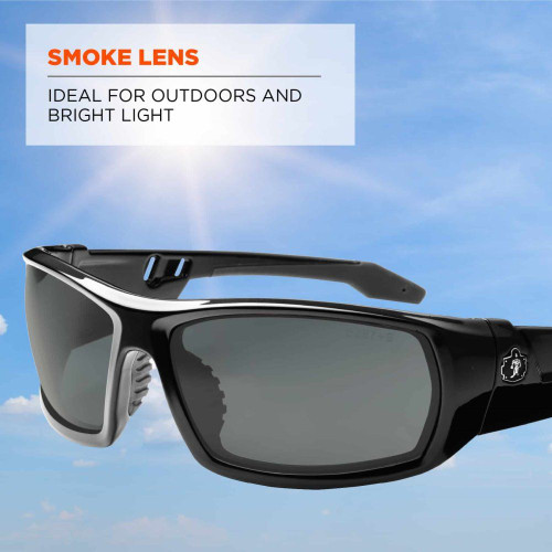 Skullerz 50030E Odin Safety Glasses Black Frame Sunglasses - Smoke Lens Image 2