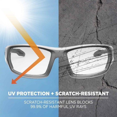 Skullerz 50100E Odin Safety Glasses Matte Gray Frame Sunglasses - Clear Lens Image 3 Skullerz 50100E Odin Safety Glasses Matte Gray Frame Sunglasses - Clear Lens Image 3