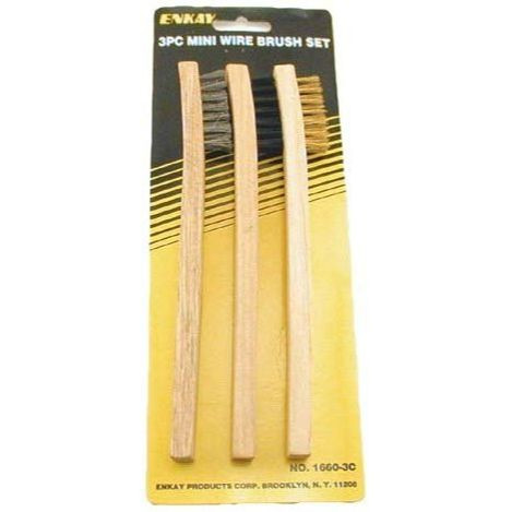 Enkay 1660-3C  3-Piece Mini Wire Brush Set with Brass, Stainless and Nylon Image 1
