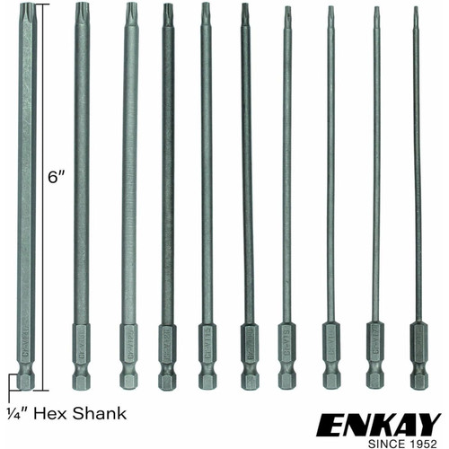 Enkay 3036-C  10-Piece 6" Tamper Proof Torx Screw Bit Set T6 to T40 Image 1