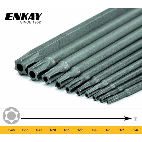 Enkay 3036-C  10-Piece 6" Tamper Proof Torx Screw Bit Set T6 to T40 Image 2