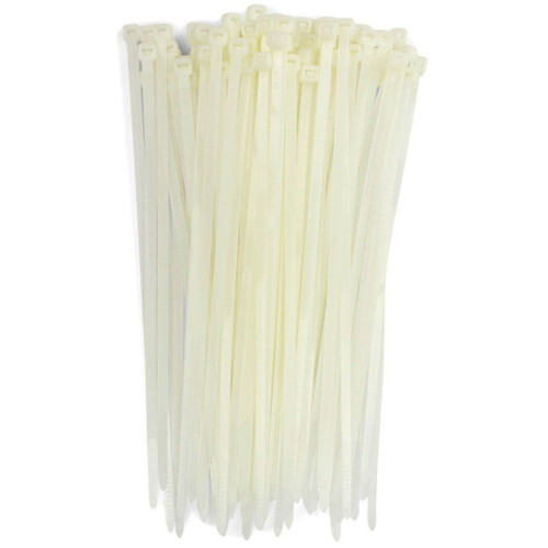 Enkay 7080  8" White Nylon Cable Ties 50# Strength - 100 per Package Image 0