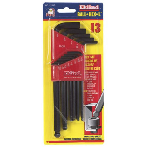 Eklind 13213  13 Piece Ball Tip Long Series L-Type SAE Hex Key Set (0.05" to 3/8") Image 2
