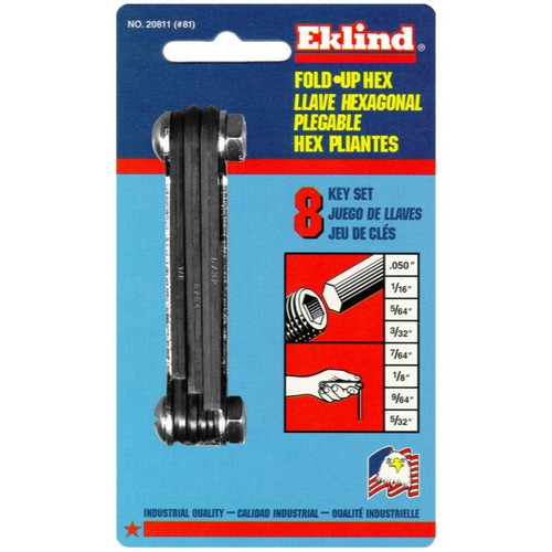 Eklind 20811  8 Piece Classic Fold-Up SAE Hex Key Set (0.05" to 5/32") Image 2