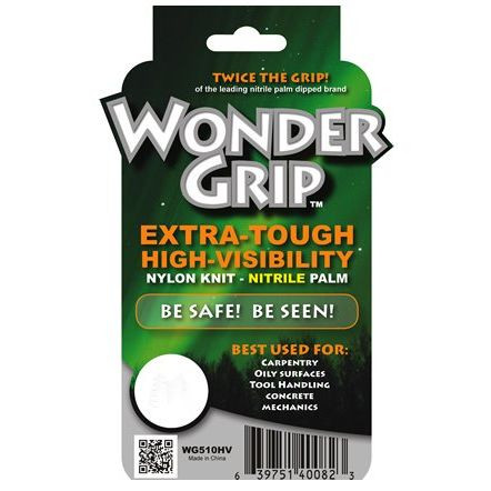 Wonder Grip WG510HV  Extra-Tough High Visibility Nitrile Palm Gloves - Large Image 1