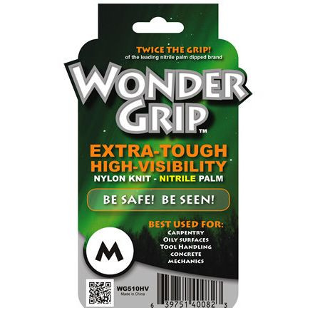 Wonder Grip WG510HV  Extra-Tough High Visibility Nitrile Palm Gloves - Medium Image 1
