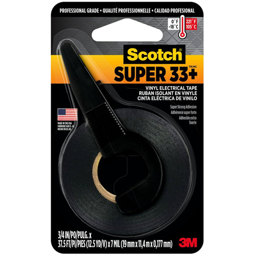 3M 10414NA  Scotch Super 33+ Vinyl Electrical Tape, 3/4-in by 450-in, 1-Roll with Dispenser Image 0
