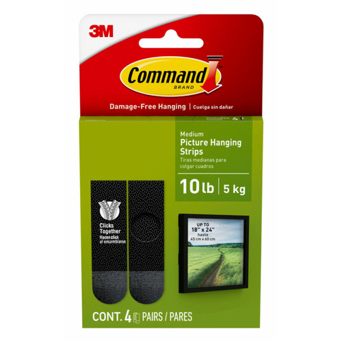 3M 17201BLK-ES  Command 10 Lb Black Picture Hanging Strips 4 Pairs per Package Image 0