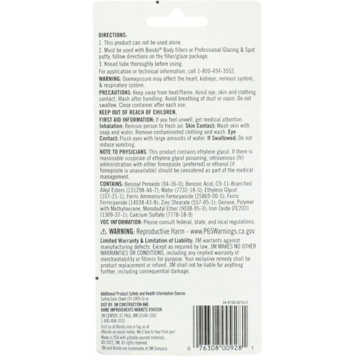 3M 928  Bondo Cream Hardener 2.75-oz Image 2 3M 928  Bondo Cream Hardener 2.75-oz Image 2