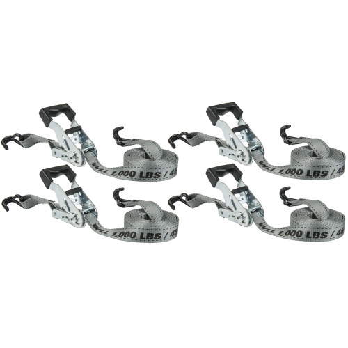 Keeper 05510  1" x 12' High Tension Ratchet Tie-Down Straps with Vinyl Coated J-Hooks - 4 Straps per Package Image 0