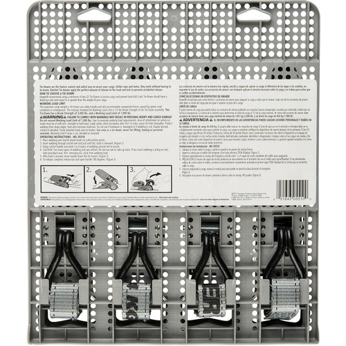 Keeper 05510  1" x 12' High Tension Ratchet Tie-Down Straps with Vinyl Coated J-Hooks - 4 Straps per Package Image 2