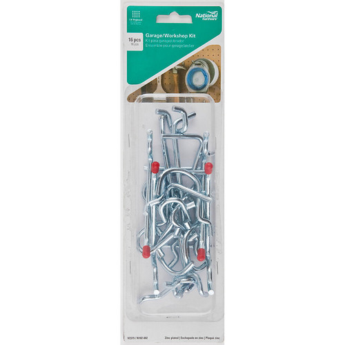 National N182-002  Assorted 16 Piece Hooks for Pegboard (V2379) Garage/Workshop Kit Image 1