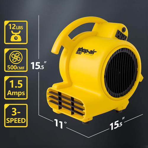Shop Vac 1032005  Shop-Air Professional 500 Max. CFM Air Mover Fanwith 3-Speeds Image 1