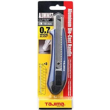 Tajima AC-500B  Utility Knife - 3/4" 7-Point Rock Hard Blue Aluminist 500 Snap Blade Box Cutter with Auto Lock & 3 Endura-Blades Image 1