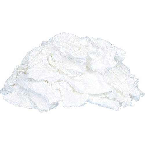 Buffalo 10522  Recycled White T-Shirts Cloth Rags - 5 Lb Box Image 1