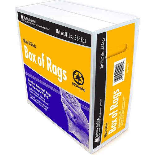 Buffalo 10526  Recycled White T-Shirts Cloth Rags - 8 Lb Box Image 0