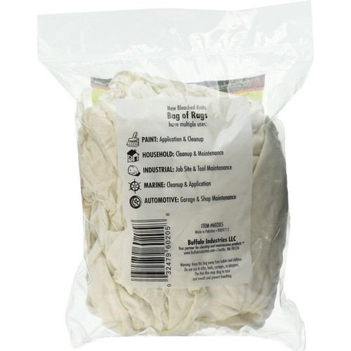 Buffalo 60205  Premium New Bleached Knits Cloth Rags - 1/2 Lb Bag Image 1