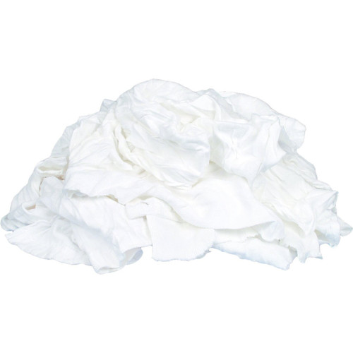 Buffalo 60317  Recycled White T-Shirts Cloth Rags - 2 Lb Bag Image 1