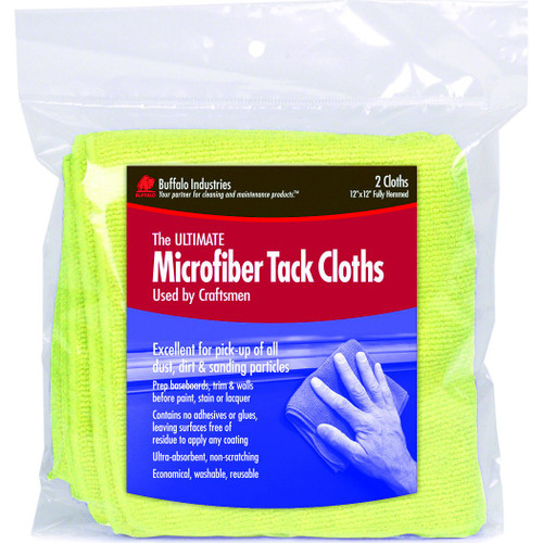 Buffalo 65008  12" x 12" Yellow Ultimate Microfiber Tack Cloths - 2 per Bag Image 0
