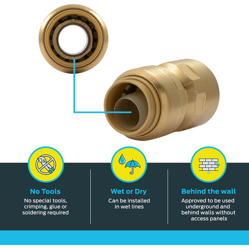 SharkBite U072LFA  1/2" Push-to-Connect x 1/2" FNPT Brass Straight Adapter Image 2