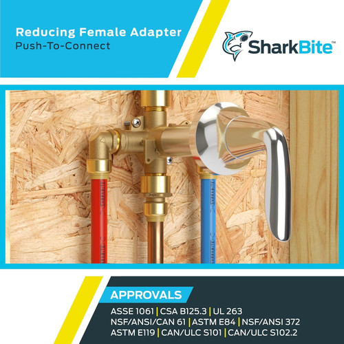 SharkBite U072LFA  1/2" Push-to-Connect x 1/2" FNPT Brass Straight Adapter Image 4