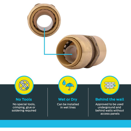 SharkBite U088LFA  3/4" Push-to-Connect x 3/4" FNPT Brass Straight Adapter Image 2
