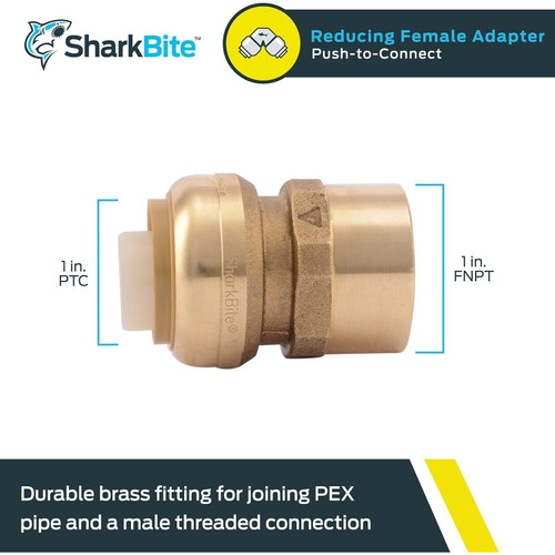 SharkBite U094LFA  1" Push-to-Connect x 1" FNPT Brass Straight Adapter Image 1